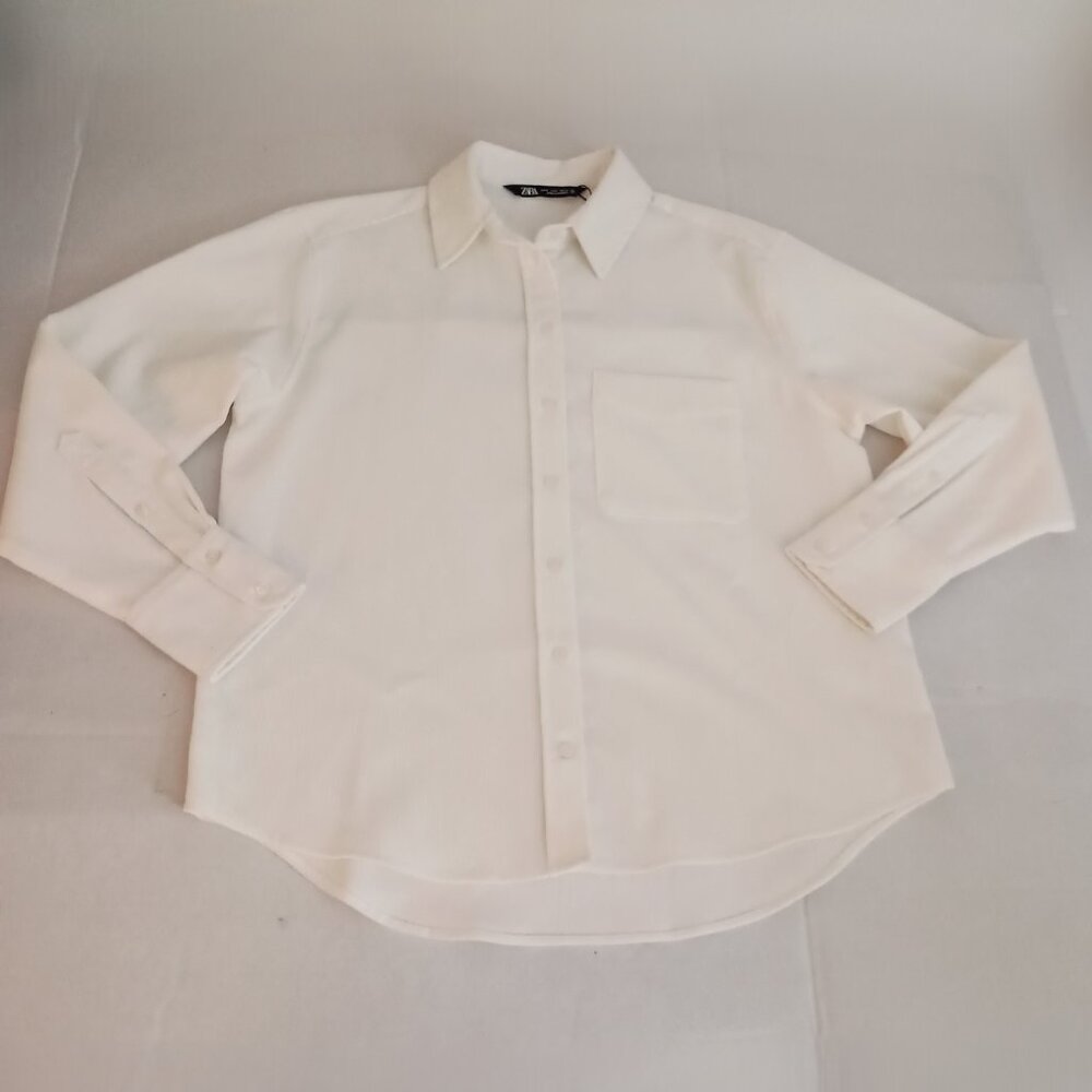 Zara Off White Corduroy Shirt Women’s M Cottagecore - Picture 4 of 15